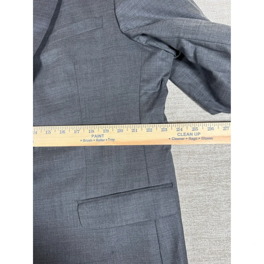 Banana Republic Suit Jacket Mens 50L Grey Stretch Sharkskin Slim Fit Wool Blend